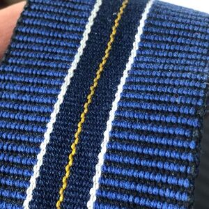 Cotton Nylon Crafting Belt Blue Yellow White Striped Webbing Strap 2 1/2 Yards
